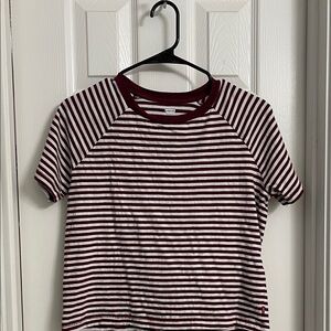 Levi's Burgundy and White Striped Tee